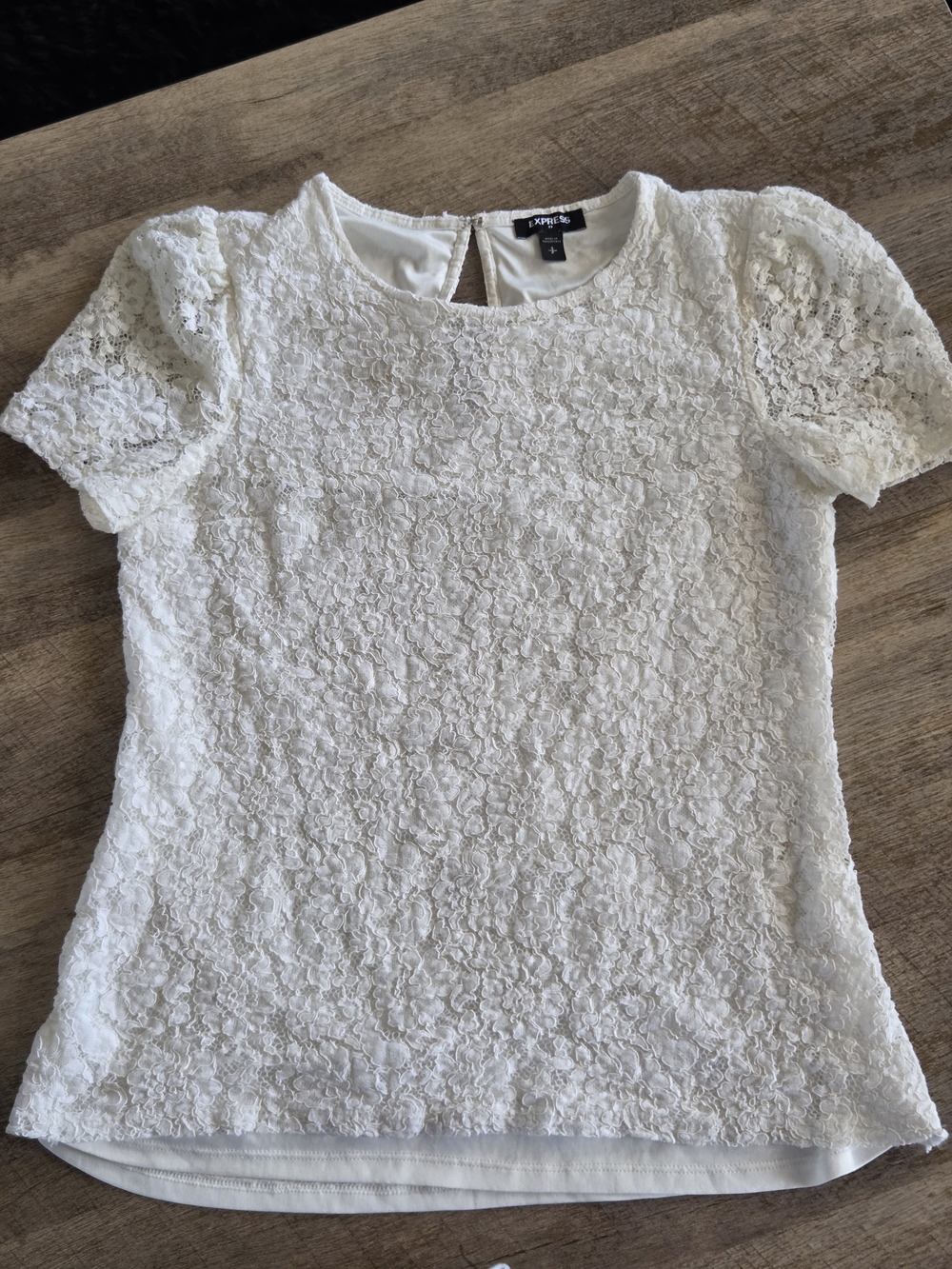 Express Lace Short Sleeve Top in White Size Small Romantic Coquette